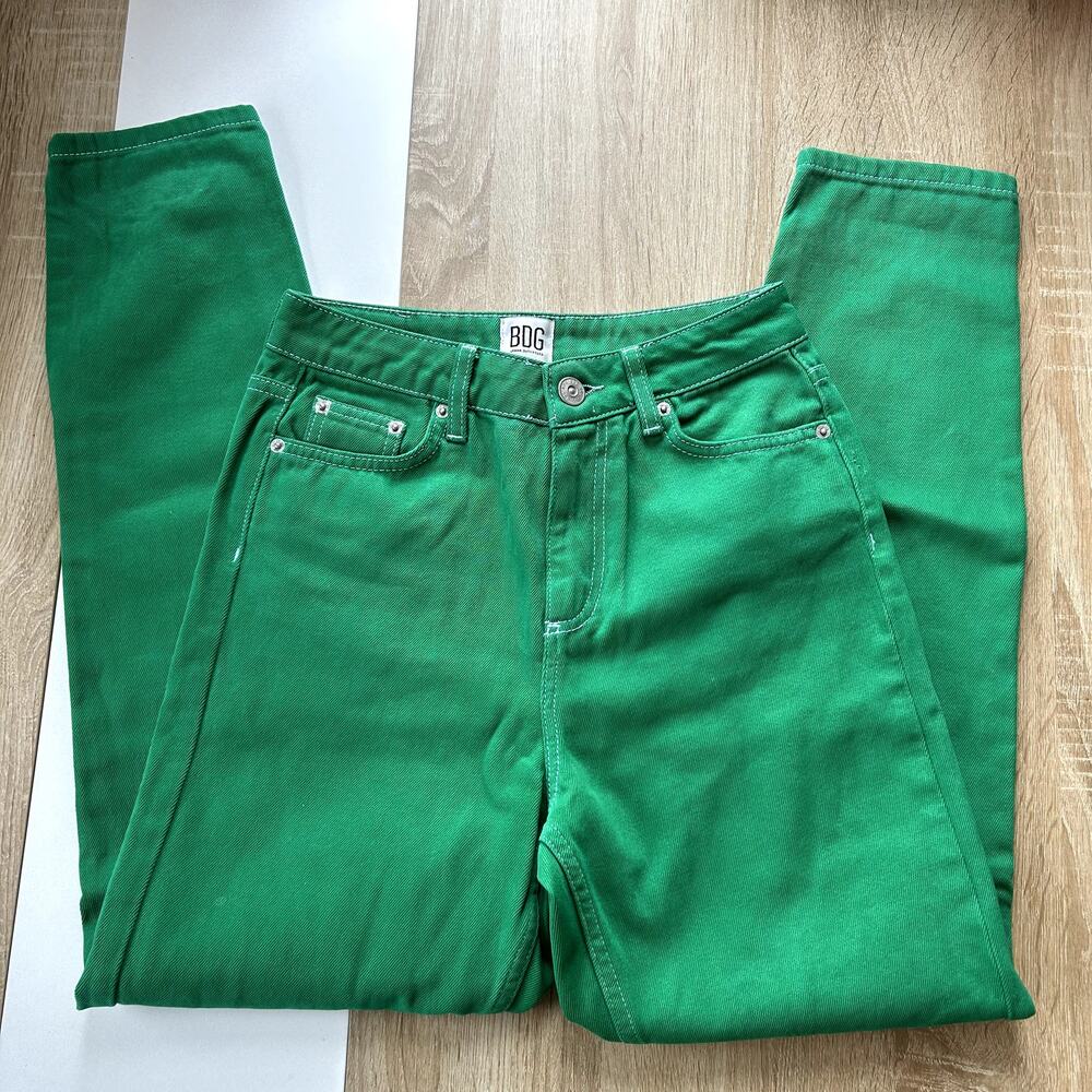 Urban Outfitters BDG Women's Mom Jeans Size 26 Green with White Stitching
